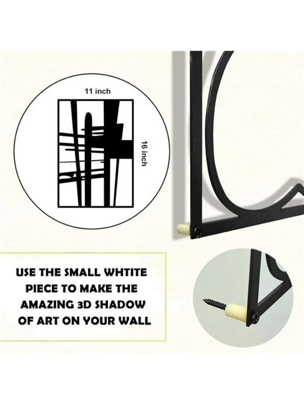 Glamativity Metal Wall Art Set Black Abstract 3D Line Decor for Home Room